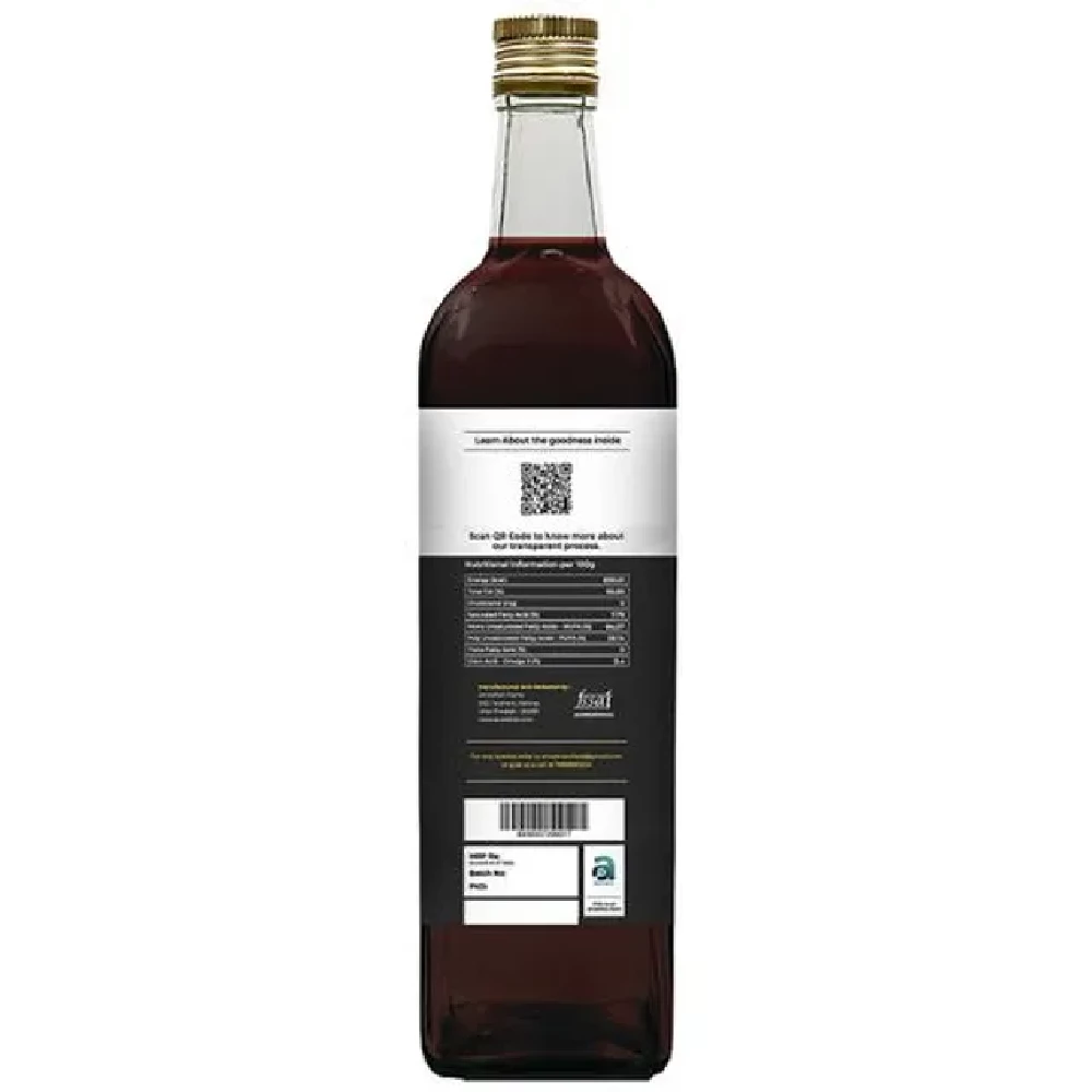 Anveshan Wood Cold Pressed Kachi Ghani Black Mustard Cooking Oil, 1 L Glass Bottle-2.webp